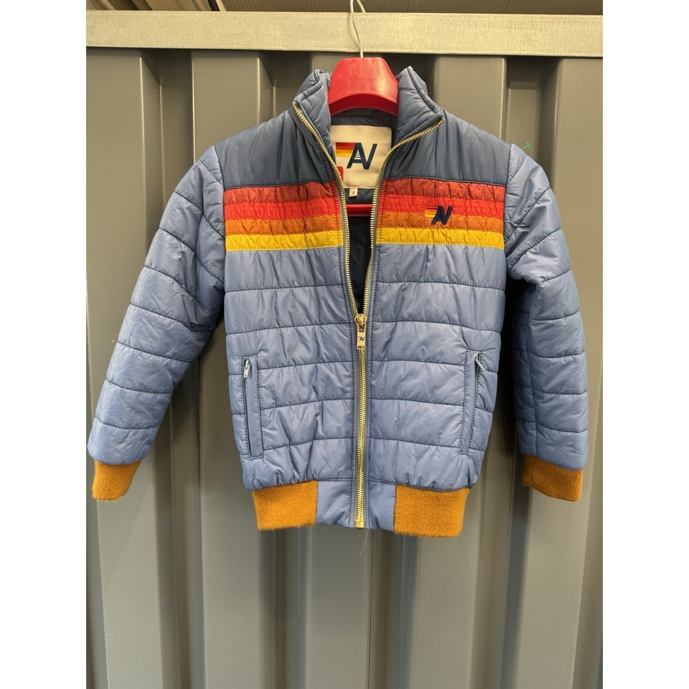 Aviator Nation Journey Jacket 5 Stripe Blue Moonlight Puffer Size 8